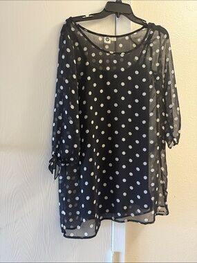 Roxy Black and White Polka Dot Sheer Tunic